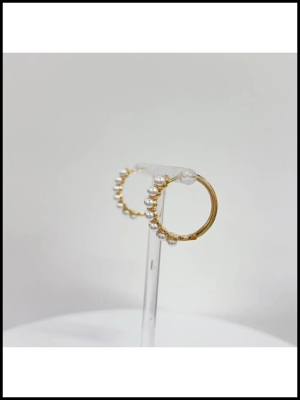 Pearl Huggie Hoop Earrings for Women Dainty Circle Drop Dangle